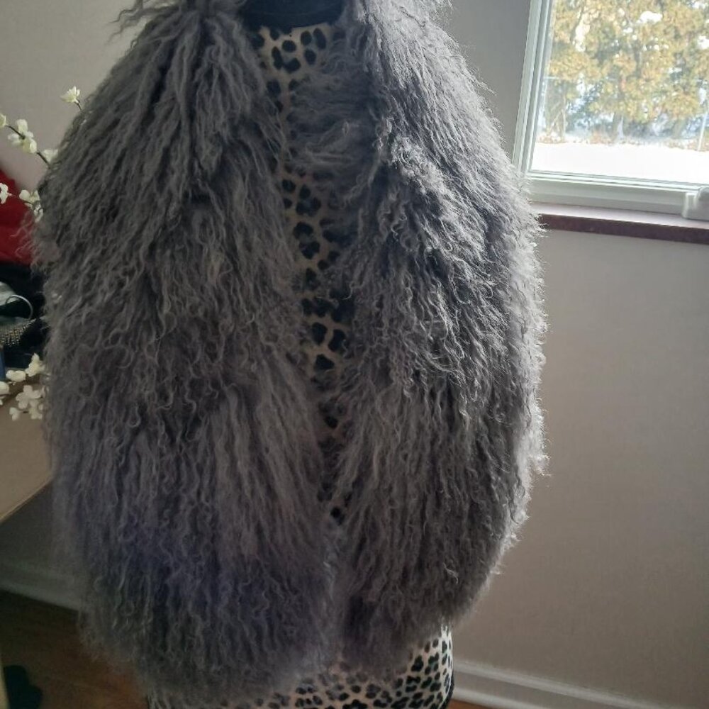 Grey Faux Fur Long Scarf Wrap - Women Accessories